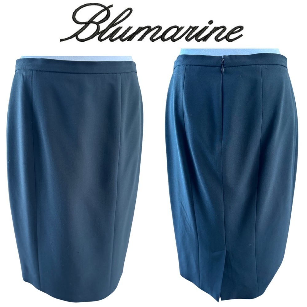 BluMarine Made in Italy Formal Tailored Black Skirt Rear Vent Italy 44 8-10 EUC